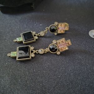 Sweet Romance Black and Pink Geometric Earrings